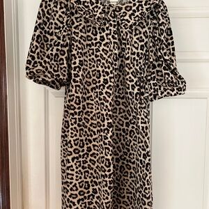 H&M Leopard-Print Midi Dress in Tan and Black